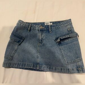 Princess Polly Cargo Denim Mini Skirt Ice Blue